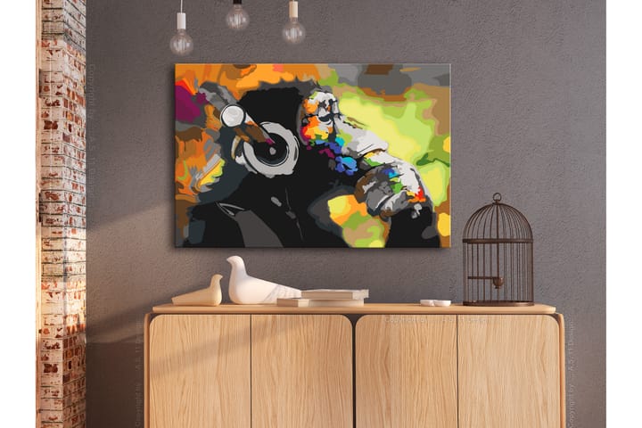 Tee-se-itse Maalaus Monkey In Headphones 60x40 cm - Artgeist sp. z o. o. - Sisustustuotteet - Taulu & taide - Maalaa itse - Tee se itse -taulu