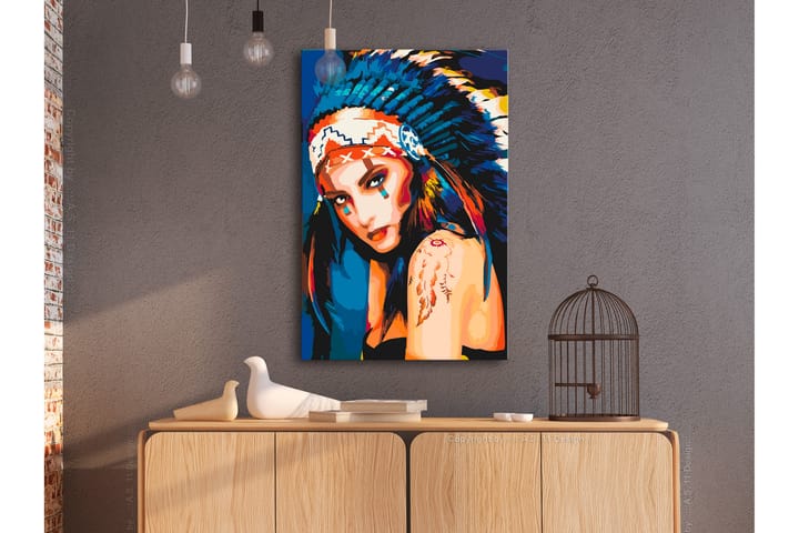 Tee-se-itse Maalaus Native American Girl 40x60 cm - Artgeist sp. z o. o. - Sisustustuotteet - Taulu & taide - Maalaa itse - Tee se itse -taulu