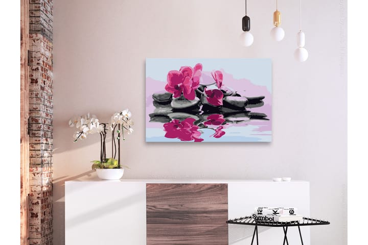 Tee-se-itse Maalaus Orchid With Zen Stones 60x40 cm - Artgeist sp. z o. o. - Sisustustuotteet - Taulu & taide - Maalaa itse - Tee se itse -taulu