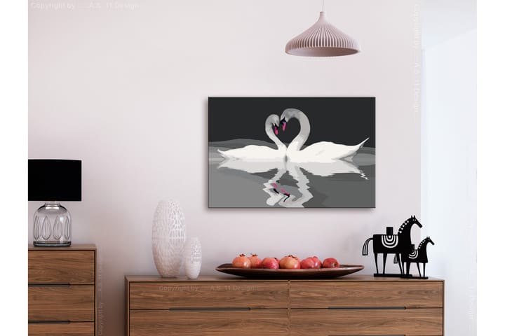 Tee-se-itse Maalaus Swan Couple 60x40 cm - Artgeist sp. z o. o. - Sisustustuotteet - Taulu & taide - Maalaa itse - Tee se itse -taulu