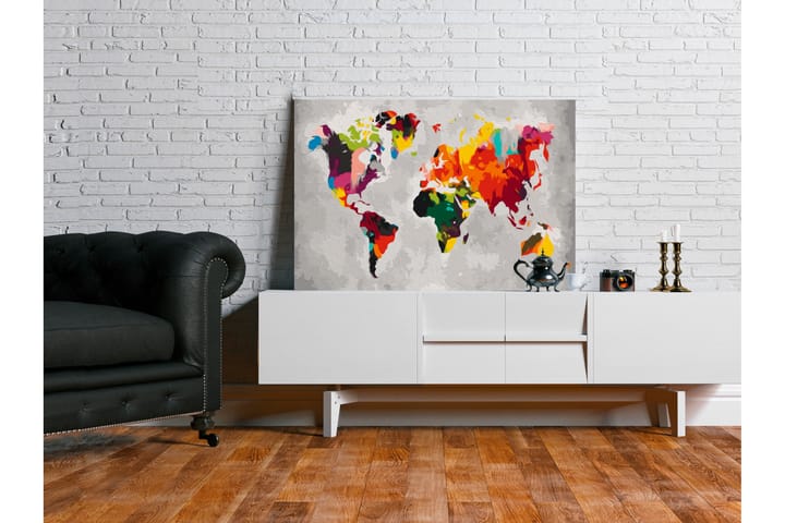 Tee-se-itse Maalaus World Map Bright Colours 60x40 cm - Artgeist sp. z o. o. - Sisustustuotteet - Taulu & taide - Maalaa itse - Tee se itse -taulu