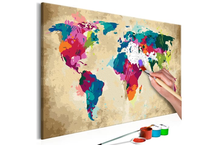 Tee-se-itse Maalaus World Map Colourful 60x40 cm - Artgeist sp. z o. o. - Sisustustuotteet - Taulu & taide - Maalaa itse - Tee se itse -taulu