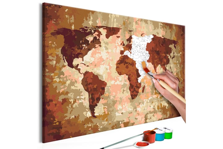 Tee-se-itse Maalaus World Map Earth Colours 60x40 cm - Artgeist sp. z o. o. - Sisustustuotteet - Taulu & taide - Maalaa itse - Tee se itse -taulu