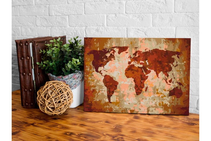 Tee-se-itse Maalaus World Map Earth Colours 60x40 cm - Artgeist sp. z o. o. - Sisustustuotteet - Taulu & taide - Maalaa itse - Tee se itse -taulu