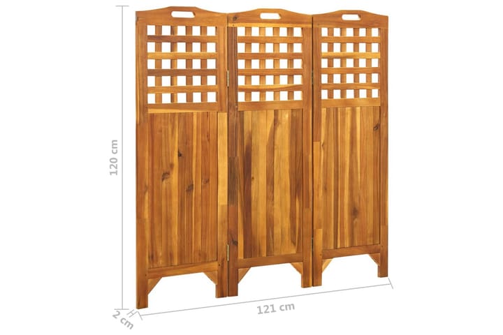 Tilanjakaja 3-osainen 121x2x120 cm Akaasia - Ruskea - Sisustustuotteet - Tilanjakaja & sermi - Sermiseinä