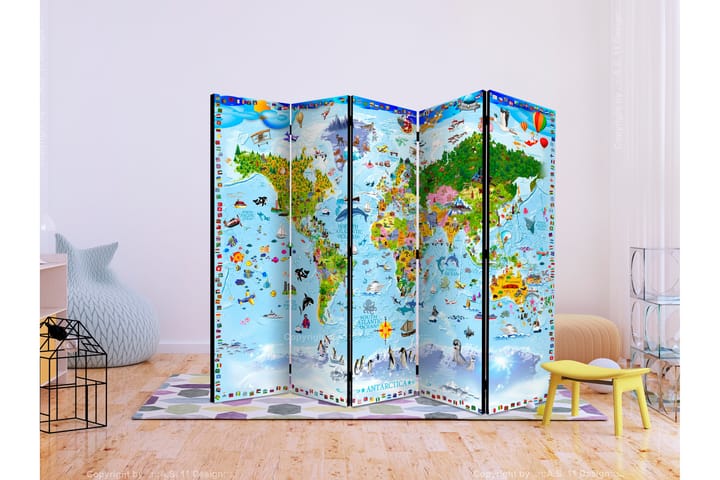 Tilanjakaja World Map For Kids 225x172 - Artgeist sp. z o. o. - Sisustustuotteet - Tilanjakaja & sermi