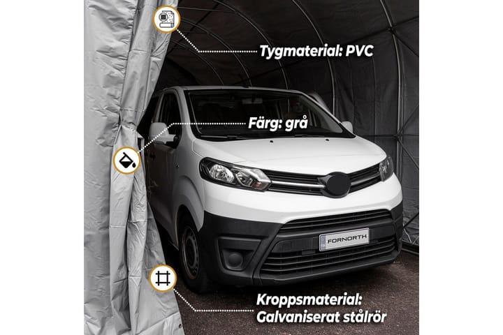 Fornorth Autotalli 4x8 m - Harmaa - Puutarhateltta & säilytysteltta - Pressutalli