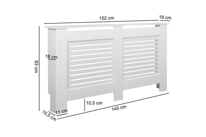 Elementtisuojus Ebchester 152x19 cm - Valkoinen - Lampöpatteri