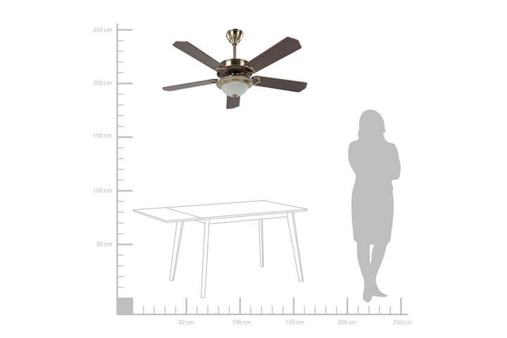 Kattotuuletin Tamanika 129 cm valaistuksella - Luonnonväri/Messinki - Tuuletin
 - Kattotuuletin