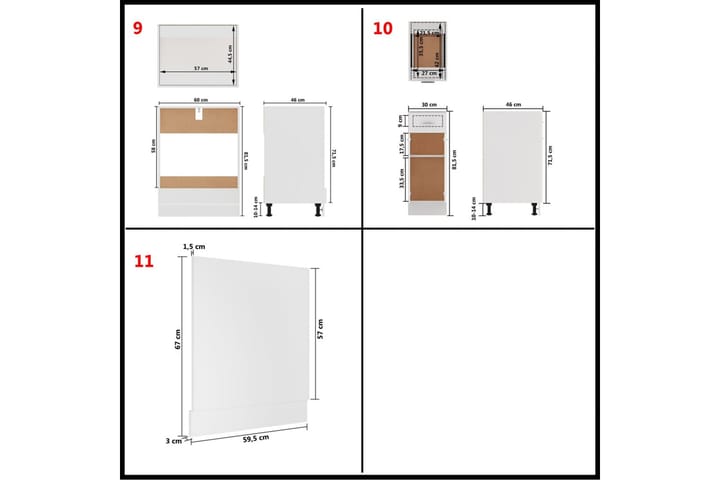 11-osainen Keittiön kaappisarja valkoinen lastulevy - Valkoinen - Talo & remontointi - Keittiö & kylpyhuone - Keittiö & kodinhoitohuone - Keittiön sisustus - Keittiökaappi