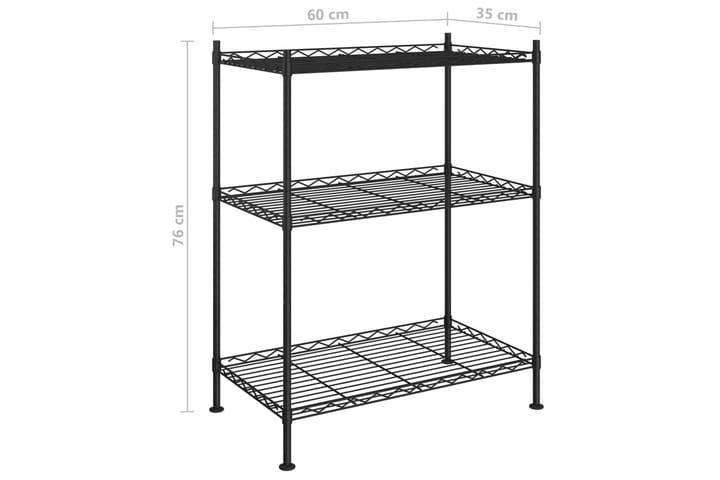 3-kerroksinen varastohylly 60x35x76 cm musta150 kg - Musta - Talo & remontointi - Keittiö & kylpyhuone - Keittiö & kodinhoitohuone - Keittiön sisustus - Keittiöhylly