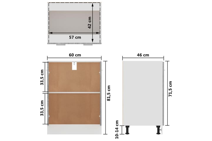 beBasic Alakaappi harmaa Sonoma 60x46x81,5 cm tekninen puu - Harmaa - Talo & remontointi - Keittiö & kylpyhuone - Keittiö & kodinhoitohuone - Keittiön sisustus - Keittiökaappi