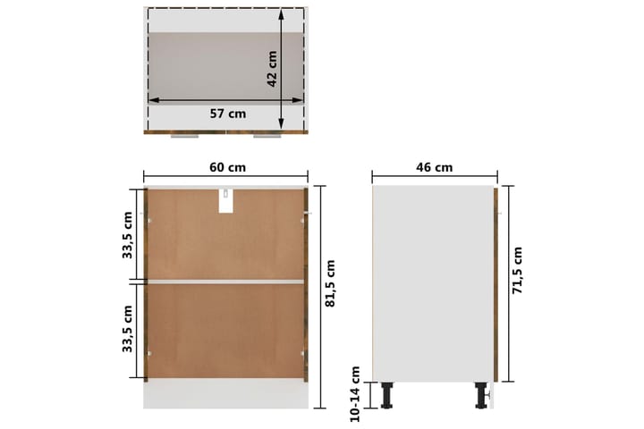 beBasic Alakaappi savutammi 60x46x81,5 cm tekninen puu - Ruskea - Talo & remontointi - Keittiö & kylpyhuone - Keittiö & kodinhoitohuone - Keittiön sisustus - Keittiökaappi