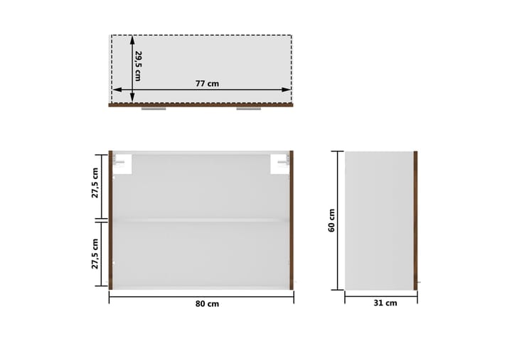 beBasic Riippuva lasikaappi ruskea tammi 80x31x60 cm tekninen puu - Ruskea - Talo & remontointi - Keittiö & kylpyhuone - Keittiö & kodinhoitohuone - Keittiön sisustus - Keittiökaappi