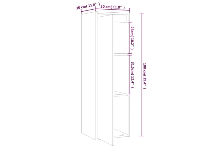 beBasic Seinäkaappi 30x30x100 cm täysi mänty - Ruskea - Talo & remontointi - Keittiö & kylpyhuone - Keittiö & kodinhoitohuone - Keittiön sisustus - Keittiöhylly