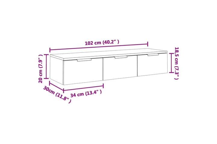 beBasic Seinäkaappi betoninharmaa 102x30x20 cm tekninen puu - Harmaa - Talo & remontointi - Keittiö & kylpyhuone - Keittiö & kodinhoitohuone - Keittiön sisustus - Keittiöhylly