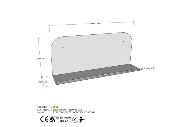 Faeryn Seinätila 55 cm - Musta - Talo & remontointi - Keittiö & kylpyhuone - Keittiö & kodinhoitohuone - Keittiön sisustus - Keittiöhylly