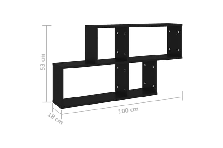 Seinähylly musta 100x18x53 cm lastulevy - Talo & remontointi - Keittiö & kylpyhuone - Keittiö & kodinhoitohuone - Keittiön sisustus - Keittiöhylly