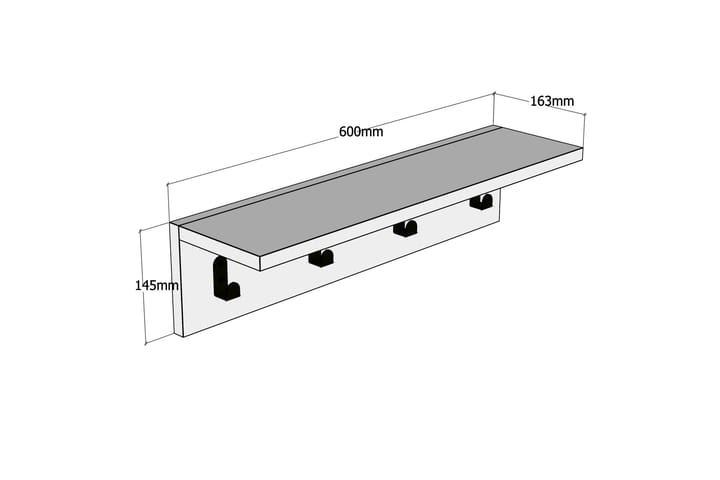 Seinähylly Tyrsberget 60 cm - Valkoinen - Talo & remontointi - Keittiö & kylpyhuone - Keittiö & kodinhoitohuone - Keittiön sisustus - Keittiöhylly