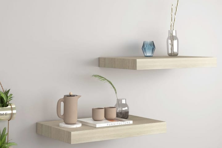 Kelluvat seinähyllyt 2 kpl tammi 40x23x3,8 cm MDF - Ruskea - Talo & remontointi - Keittiö & kylpyhuone - Keittiö & kodinhoitohuone - Keittiön sisustus - Keittiöhylly