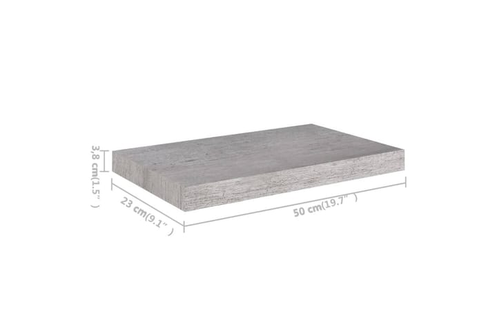 Kelluvat seinähyllyt 4 kpl betoninharmaa 50x23x3,8 cm MDF - Harmaa - Talo & remontointi - Keittiö & kylpyhuone - Keittiö & kodinhoitohuone - Keittiön sisustus - Keittiöhylly