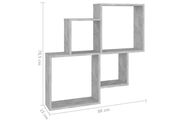 Kuutioseinähylly betoninharmaa 80x15x78,5 cm lastulevy - Harmaa - Talo & remontointi - Keittiö & kylpyhuone - Keittiö & kodinhoitohuone - Keittiön sisustus - Keittiöhylly