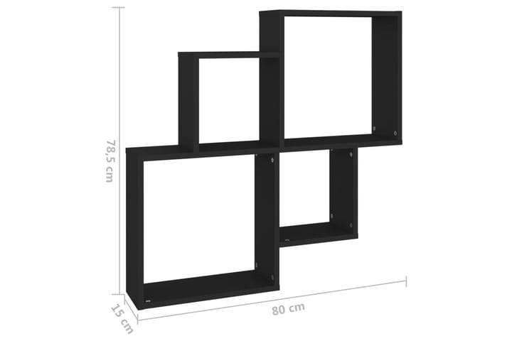 Kuutioseinähylly musta 80x15x78,5 cm lastulevy - Musta - Talo & remontointi - Keittiö & kylpyhuone - Keittiö & kodinhoitohuone - Keittiön sisustus - Keittiöhylly