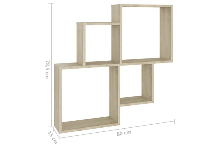 Kuutioseinähylly Sonoma-tammi 80x15x78,5 cm lastulevy - Ruskea - Talo & remontointi - Keittiö & kylpyhuone - Keitti�ö & kodinhoitohuone - Keittiön sisustus - Keittiöhylly