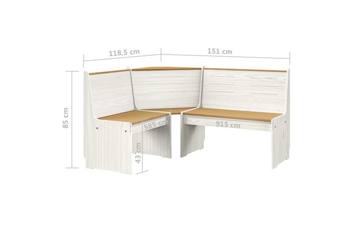 Puutarhan kulmapenkki 151 cm - Valkoinen - Talo & remontointi - Keittiö & kylpyhuone - Keittiö & kodinhoitohuone - Keittiön sisustus - Keittiöhylly