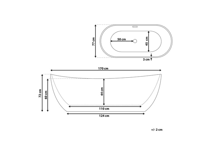 Kylpyamme Kriliko Vapaasti seisova 170 cm - Musta - Talo & remontointi - Keittiö & kylpyhuone - Kylpyhuone - Kylpyammeet - Vapaasti seisovat ammeet