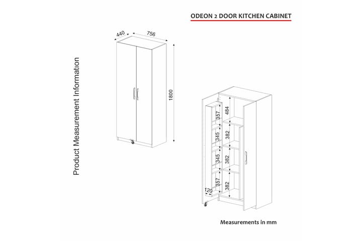 Odeon korkea kaappi kylpyhuone 75,6x180 cm valkoinen - Hanah Home - Valaistus - Kylpyhuonevalaistus - Kylpyhuoneekaappi valaistuksella