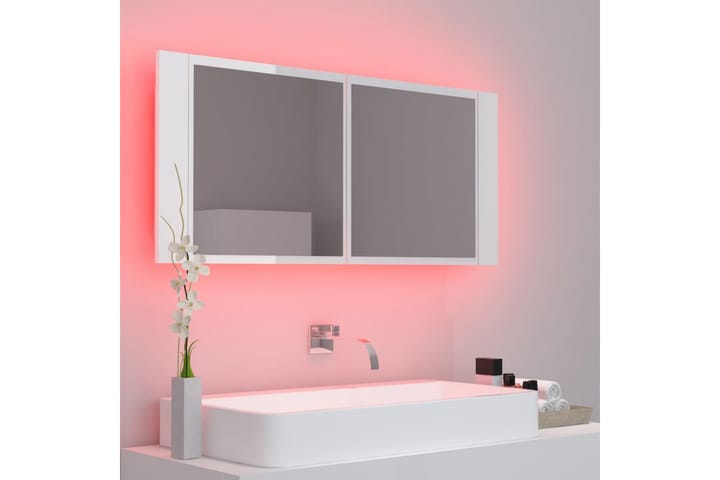 Kylpyhuoneen LED peilikaappi 100x12x45 cm - Valkoinen Korkeakiilto - Peilikaapit - Kylpyhuoneekaappi valaistuksella