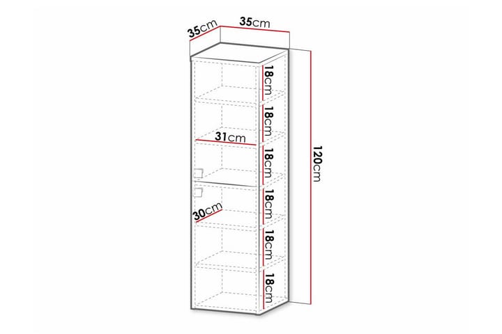 Korkea Kylpyhuonekaappi Glenndale 120 cm - Harmaa - Talo & remontointi - Keittiö & kylpyhuone - Kylpyhuone - Kylpyhuonekalusteet - Kylpyhuonekaapit