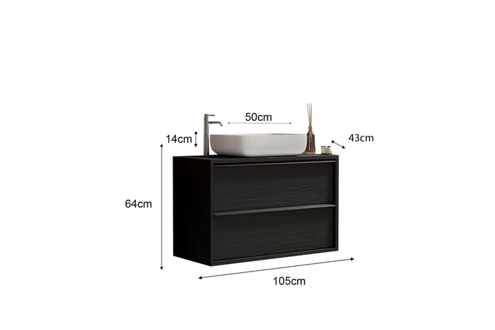 Parona Pesuallaskaappi 105x64 cm - Musta - Talo & remontointi - Keittiö & kylpyhuone - Kylpyhuone - Kylpyhuonekalusteet - Allaskaappi