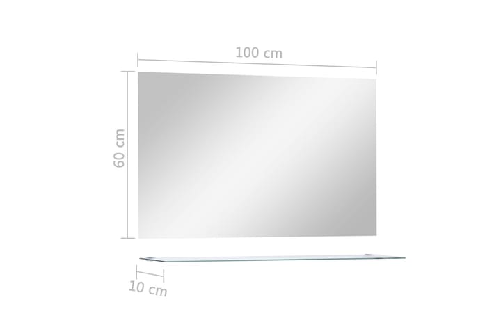 Seinäpeili hyllyllä 100x60 cm karkaistu lasi - Hopea - Talo & remontointi - Keittiö & kylpyhuone - Kylpyhuone - Kylpyhuonekalusteet - Kylpyhuoneen peilit