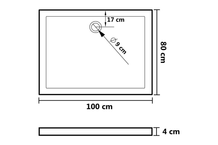 Suihkualusta suorakaide ABS valkoinen 80x100 cm - Valkoinen - Talo & remontointi - Keittiö & kylpyhuone - Kylpyhuone - Kylpyhuonetarvikkeet - Muuta