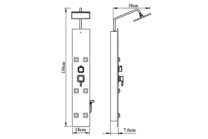 Suihkupaneeliyksikkö lasi 18x45,5x130 cm musta - Talo & remontointi - Keittiö & kylpyhuone - Kylpyhuone - Kylpyhuonetarvikkeet - Muuta