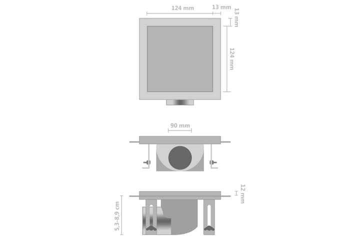 Suihkukaivo 2-in-1 kansi 15x15 cm ruostumaton teräs - Poistoletkut & lattiakaivot - Sisäviemärit