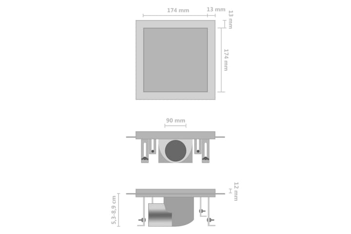 Suihkukaivo 2-in-1 kansi 20x20 cm ruostumaton teräs - Talo & remontointi - Keittiö & kylpyhuone - Kylpyhuone - Kylpyhuonetarvikkeet - Poistoletkut & lattiakaivot