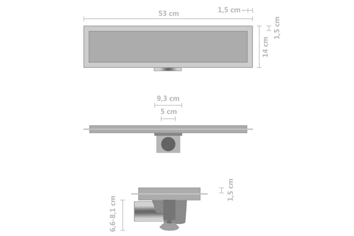 Suihkukaivo 2-in-1 kansi 53x14 cm ruostumaton teräs - Talo & remontointi - Keittiö & kylpyhuone - Kylpyhuone - Kylpyhuonetarvikkeet - Poistoletkut & lattiakaivot