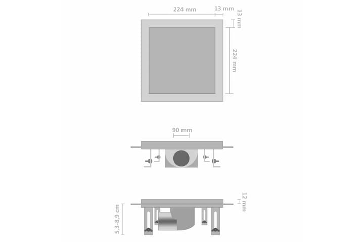 Suihkukaivo 2-in-1 kansi 25x25 cm ruostumaton teräs - Sisäviemärit - Poistoletkut & lattiakaivot