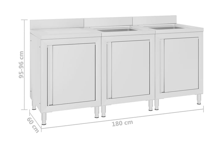 Kaupallinen tiskiallaskaappi 180x60x96 cm ruostumaton teräs - Talo & remontointi - Keittiö & kylpyhuone - Kylpyhuone - Pesualtaat - Pesuallas