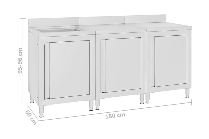 Kaupallinen tiskiallaskaappi 180x60x96 cm ruostumaton teräs - Talo & remontointi - Keittiö & kylpyhuone - Kylpyhuone - Pesualtaat - Pesuallas