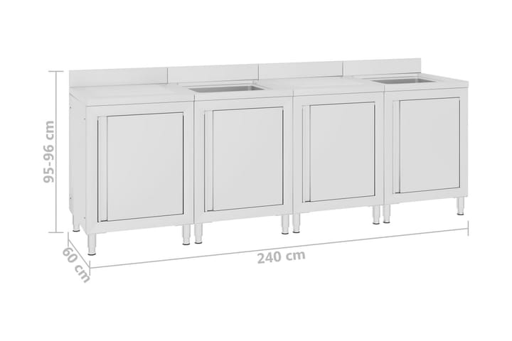 Kaupallinen tiskiallaskaappi 240x60x96 cm ruostumaton teräs - Talo & remontointi - Keittiö & kylpyhuone - Kylpyhuone - Pesualtaat - Pesuallas