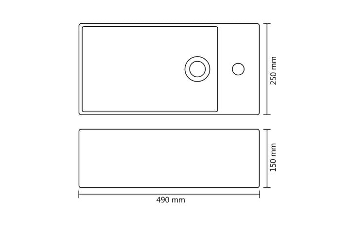 Pesuallas ylivuotoaukolla 49x25x15 cm keraaminen kulta - Kulta - Talo & remontointi - Keittiö & kylpyhuone - Kylpyhuone - Pesualtaat - Pesuallas