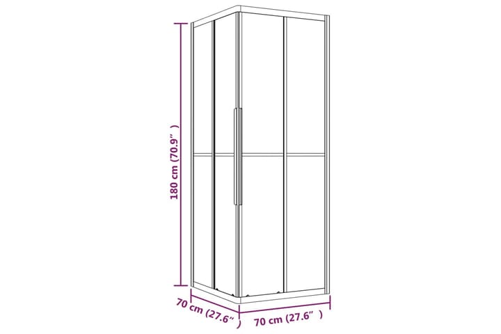 Suihkukaappi huurrettu ESG 70x70x180 cm - Suihkuseinät