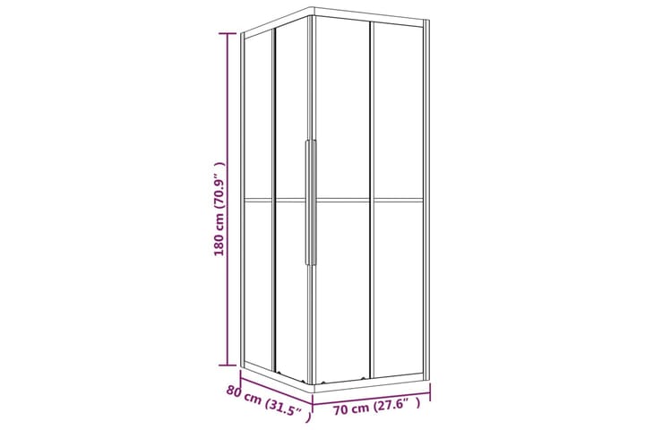 Suihkukaappi huurrettu ESG 80x70x180 cm musta - Suihkuseinät