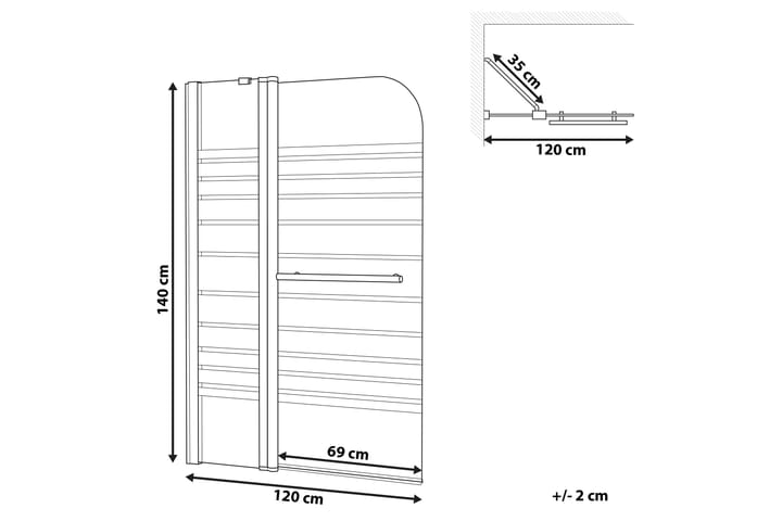 Cabezas Kylpyammeseinä 120x140 cm - Karkaistu lasi - Talo & remontointi - Keittiö & kylpyhuone - Kylpyhuone - Suihkukalusteet - Suihkuseinät