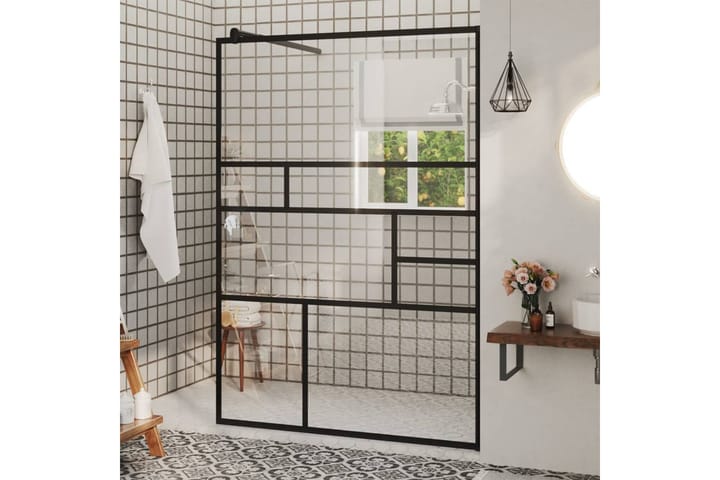 Walk-in suihkun seinäke kirkas ESG-lasi 115x195 cm musta - Läpinäkyvä - Talo & remontointi - Keittiö & kylpyhuone - Kylpyhuone - Suihkukalusteet - Suihkuseinät