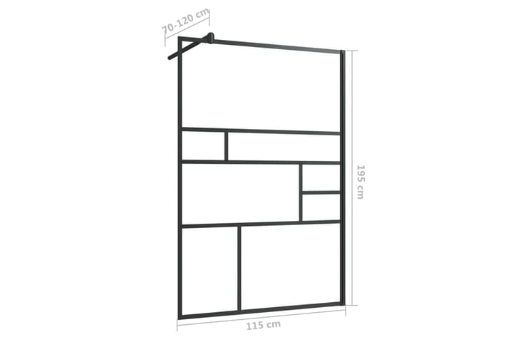 Walk-in suihkun seinäke kirkas ESG-lasi 115x195 cm musta - Läpinäkyvä - Talo & remontointi - Keittiö & kylpyhuone - Kylpyhuone - Suihkukalusteet - Suihkuseinät